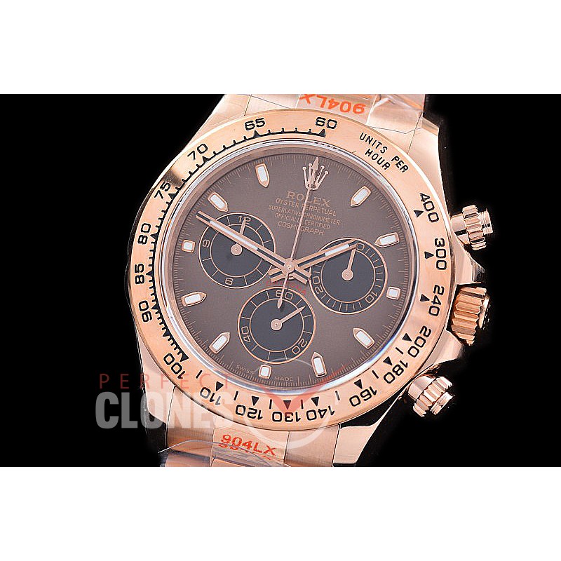 0 0 0 RLDFR-4130-846W QF V3 904L Steel Daytona 116505 RG/RG Brown Sticks 4130 Superclone - 72 Hours Power Reserve Movement / Extra Weighted 
