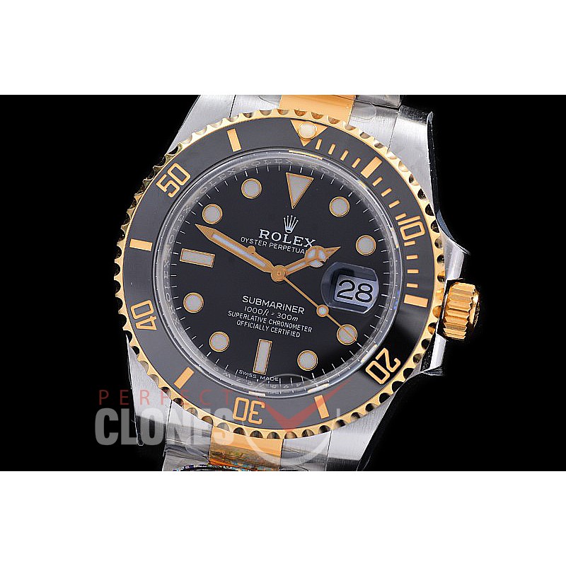 0 0 0 0 0 0 RLST00251 Clean-F 904L Steel Submariner 116613LN SS/YG Black VR 3135