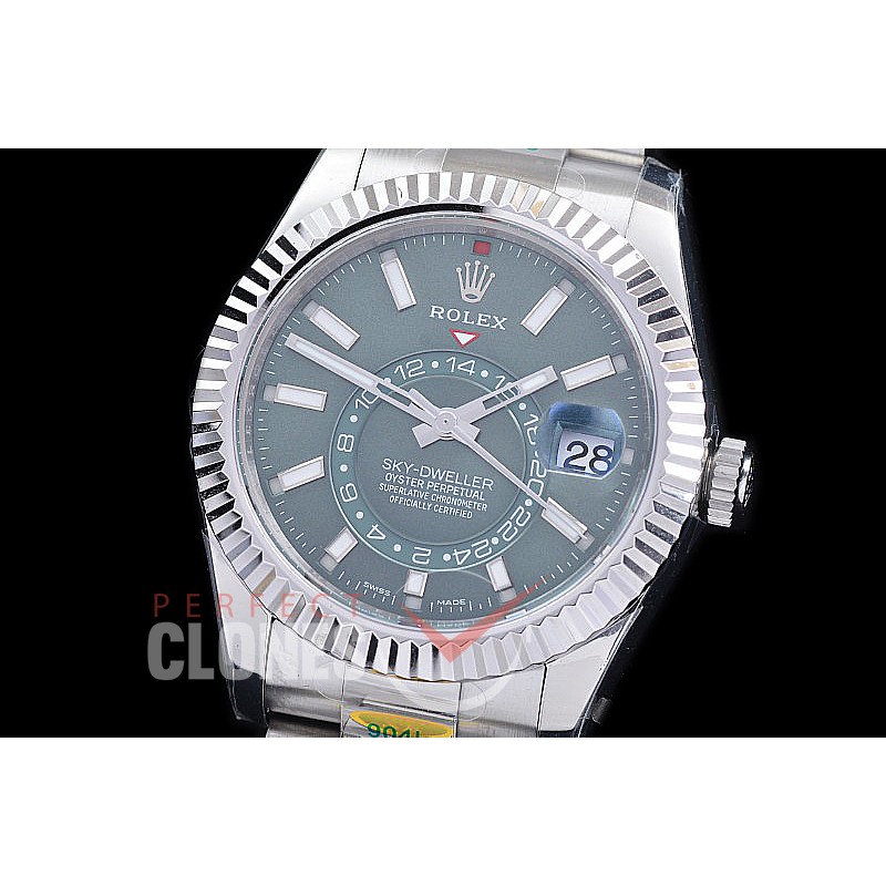 0 0 0 0 RSKDS00014 ZF 904L Steel 326934 SkyDweller SS/SS Mint Green Sticks ZF 9002 - 72 Hours Reserve Movement