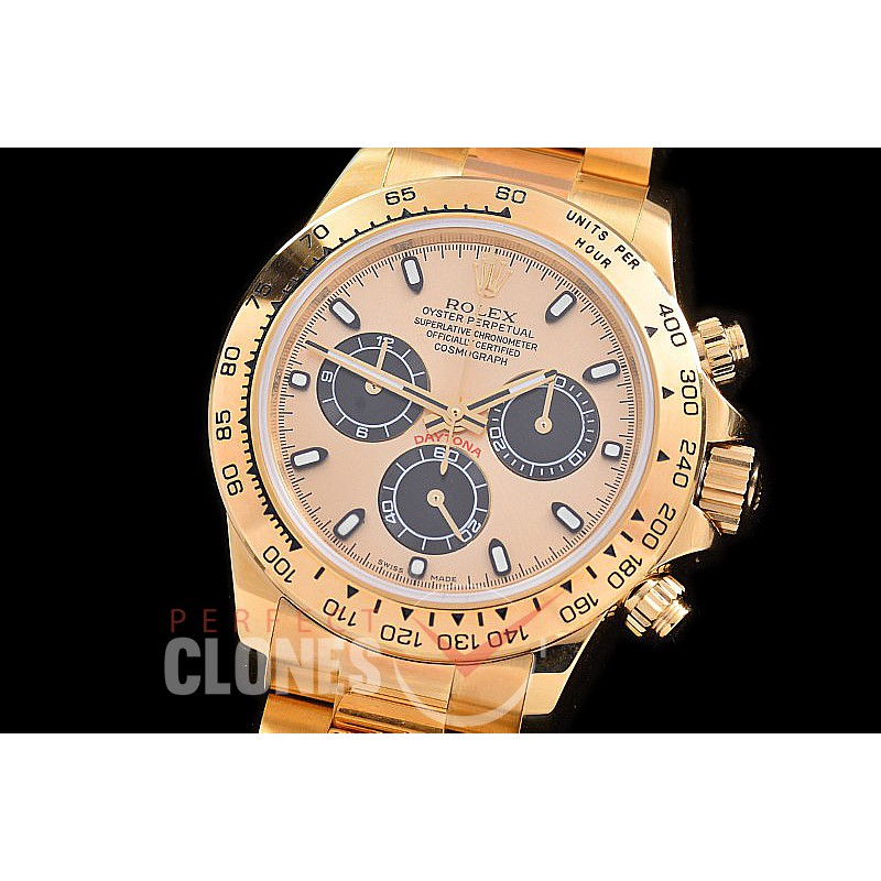 0 0 0 RLDF00406 OMF Daytona 116518 YG/YG Champagne Gold Sticks Asian 7750