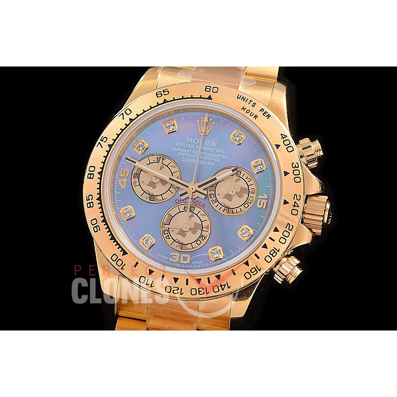 0 0 0 RLDF00418 OMF Daytona 116518 YG/YG MOP Blue Diamonds Asian 7750