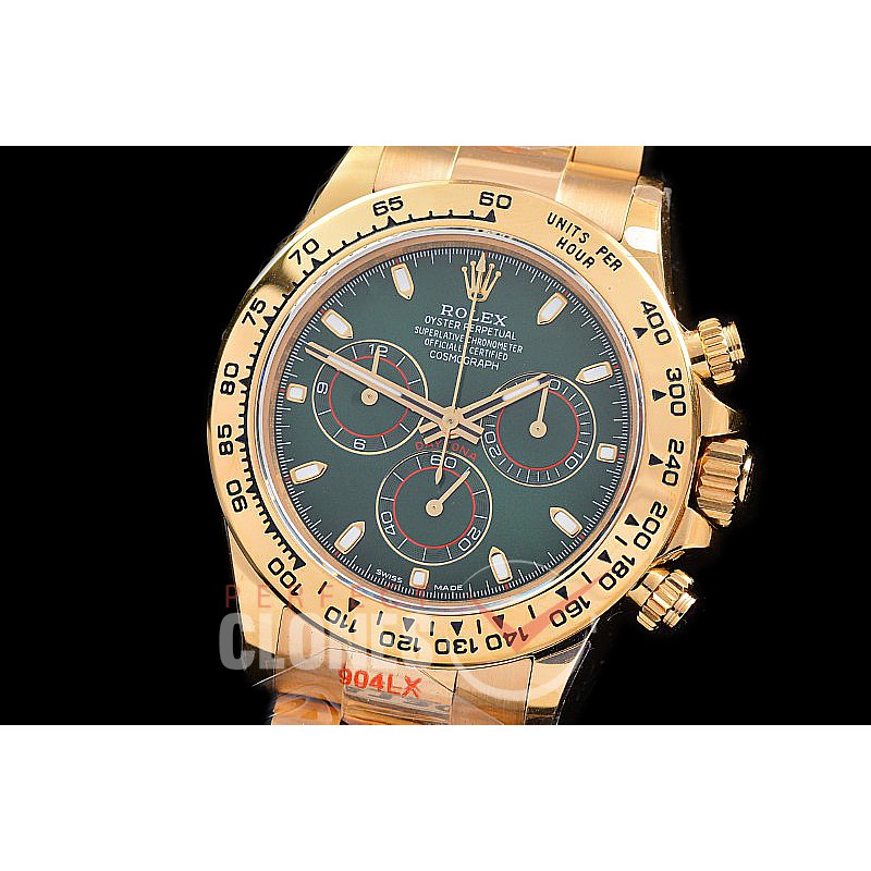 0 0 0 RLDF-4130-846W QF V3 904L Steel Daytona 116508 YG/YG 50th Anniversary Green Sticks 4130 Superclone - 72 Hours Power Reserve Movement / Extra Weighted 