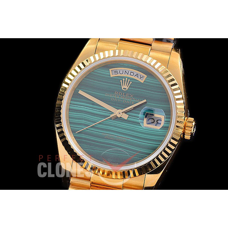 0 0 0 0 0 R36DDF-242 RF 128238 DayDate YG/YG Fluted/President Green Malachite Asian Clone HZ-2834