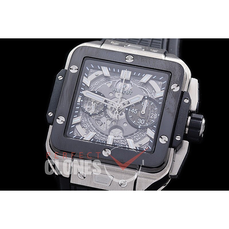 HBSB-42-102 BBF Square Bang Unico TI/CER/RU Black Skeleton HB1280 Clone Movement 