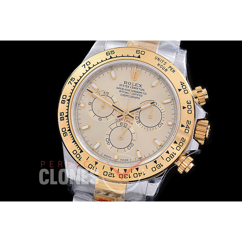 0 0 0 RLDT-4130-845W QF V3 904L Steel Daytona 116523 SS/YG Gold Sticks 4130 Superclone - 72 Hours Power Reserve Movement / Extra Weighted 