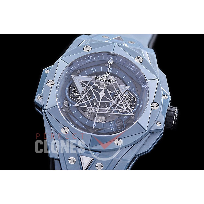 HB-SB2-124 BBF Big Bang Sang Bleu II 45mm Chronograph CER/RU Matt Blue A-7750 Modified