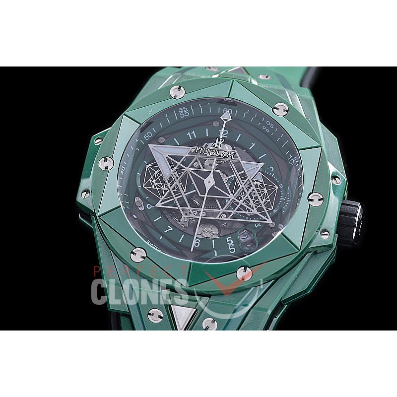 HB-SB2-125 BBF Big Bang Sang Bleu II 45mm Chronograph CER/RU Matt Green A-7750 Modified