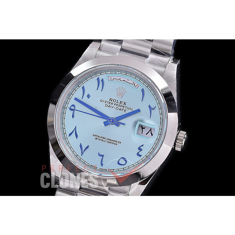 R40DDS00407S BP Daydate 40mm 228239 SS/SS Smooth Bez Ice Blue Arabic Special Edition A-2836