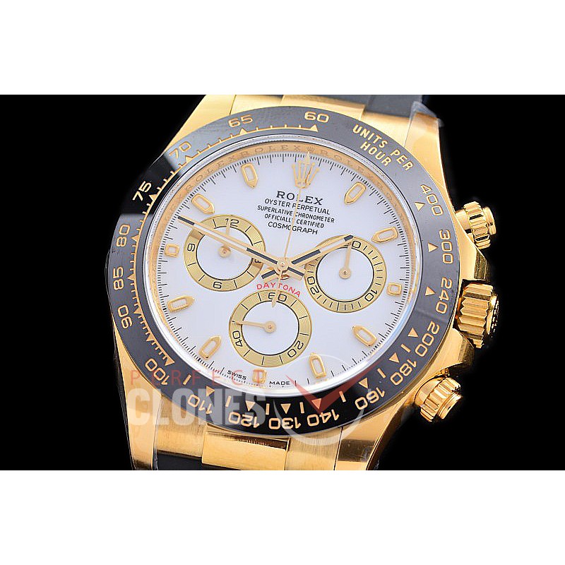 0 0 0 RLDF-4130-201R Gold-F 904L Steel Daytona 116518LN YG/CER/RU White Sticks 4130 Superclone - 72 Hours Power Reserve Movement / New Age Thick Nano-Plated