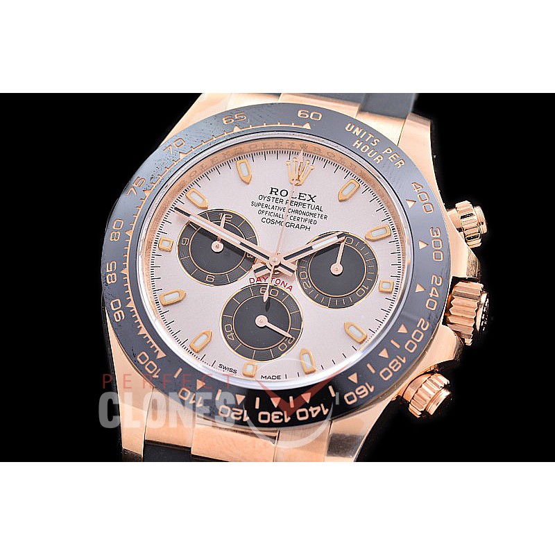 0 0 0 RLDFR-4130-200R Gold-F 904L Steel Daytona 116515LN RG/CER/RU Silver Sticks 4130 Superclone - 72 Hours Power Reserve Movement / New Age Thick Nano-Plated