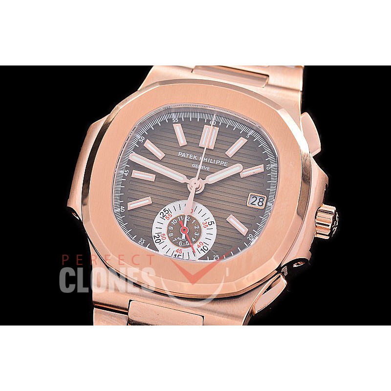 PP-5980-123S PPF Nautilus 5980 Chronograph RG/RG Brown Asian Clone Calibre CH28-520 C