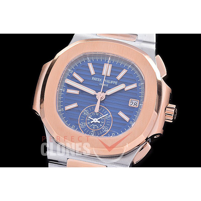 PP-5980-113S PPF Nautilus 5980 Chronograph SS/RG Blue Sticks Asian Clone Calibre CH28-520 C