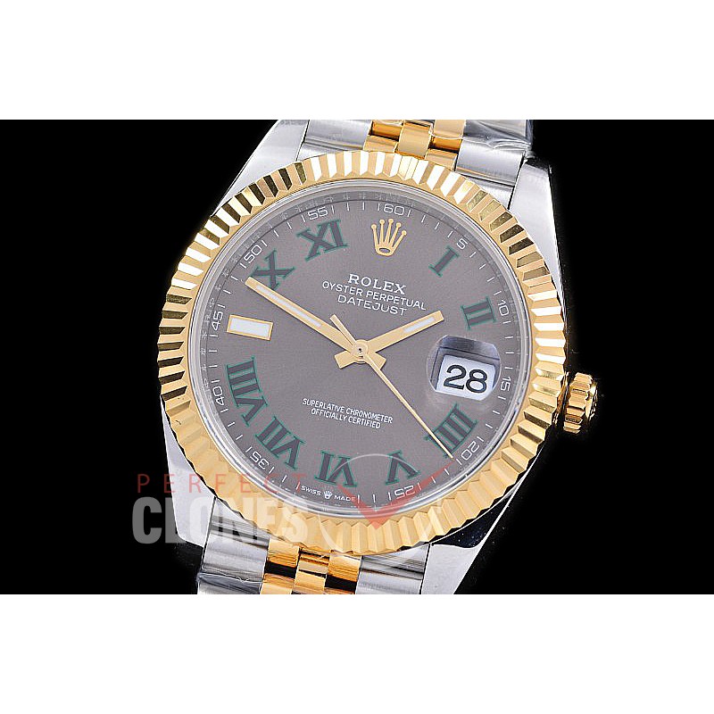 R41DJT-3235-528 GSF Datejust 41mm 126333 SS/YG Fluted/Jubilee Wimbledon Grey Roman VR 3235 Extra Weighted Casework
