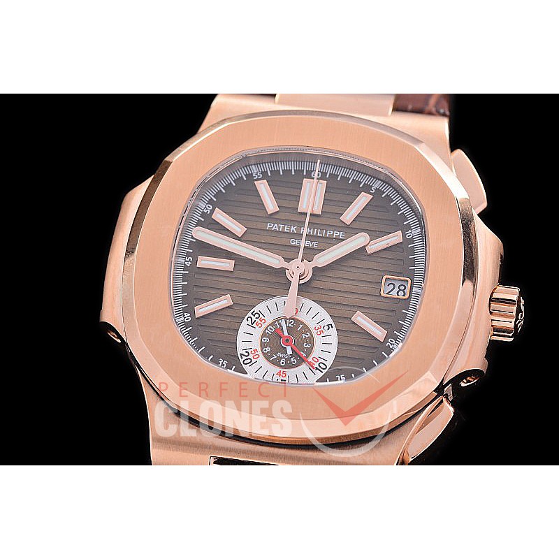 PP-5980-123L PPF Nautilus 5980 Chronograph RG/LE Brown Asian Clone Calibre CH28-520 C 