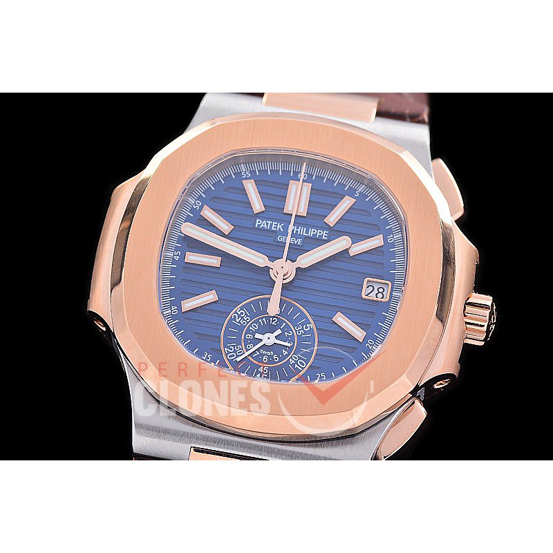 PP-5980-113L PPF Nautilus 5980 Chronograph SS/RG/LE Blue Sticks Asian Clone Calibre CH28-520 C