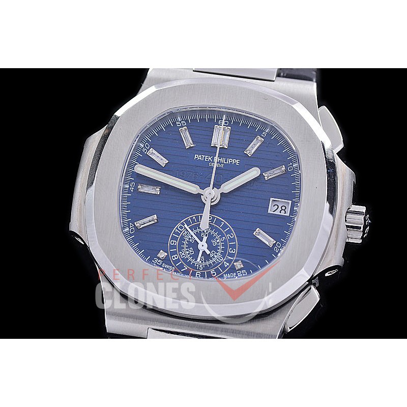 PP-5980-108L PPF Nautilus 5980 Chronograph SS/LE Blue Baguette Sticks Asian Clone Calibre CH28-520 C