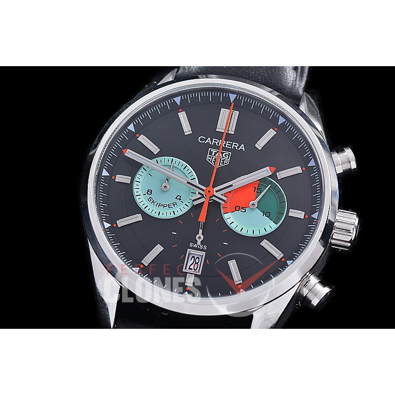 TGCC-42-117L Carrera Classic Chronograph SS/LE Black OS 20 Qtz 