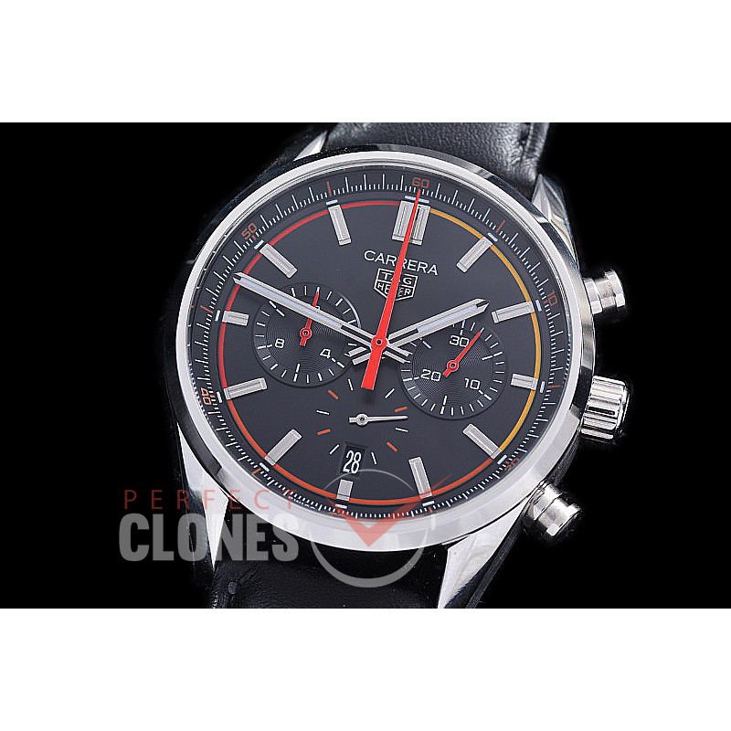 TGCC-42-112L Carrera Classic Chronograph SS/LE Black OS 20 Qtz 