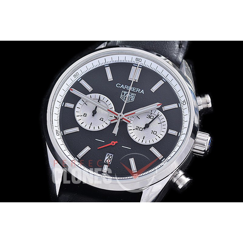 TGCC-42-108L Carrera Classic Chronograph SS/LE Black OS 20 Qtz 