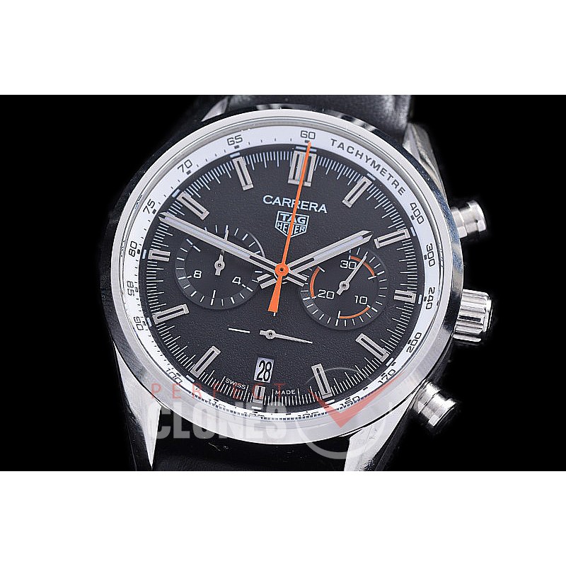 TGCC-42-106L Carrera Classic Chronograph SS/LE Black OS 20 Qtz 