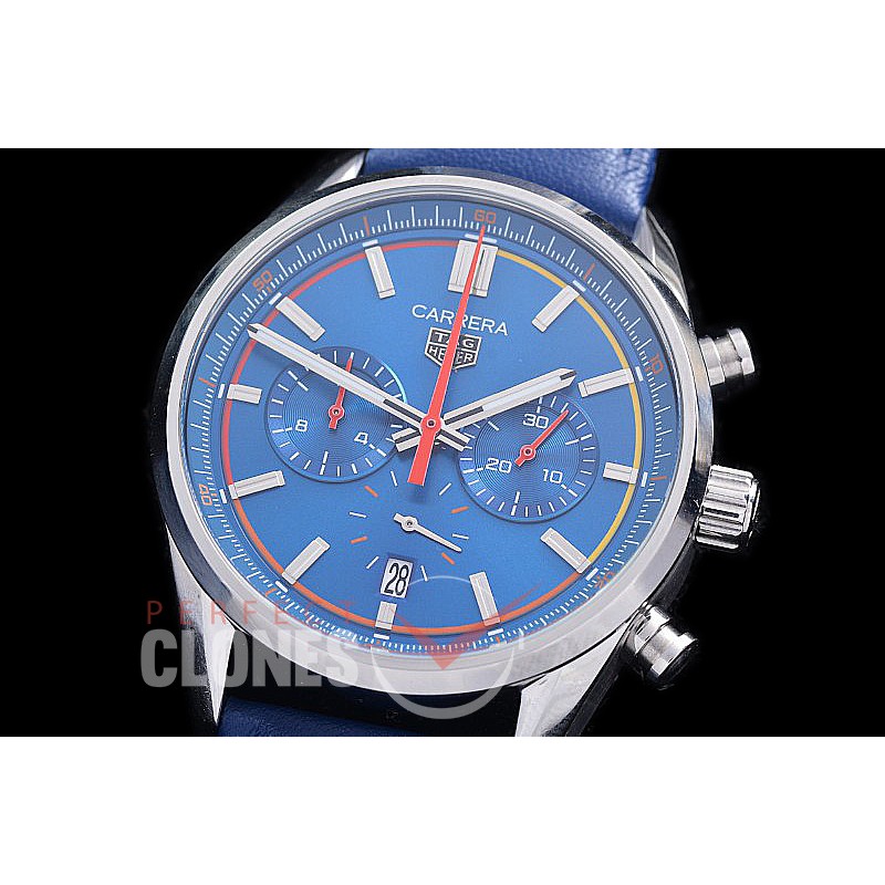 TGCC-42-114L Carrera Classic Chronograph SS/LE Blue OS 20 Qtz 