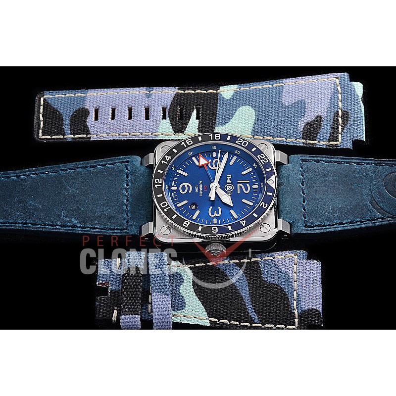 0 0 0 0 0 0 0 0 0 BR03-93-032 ANF/OXF BR03-93 Blue GMT SS/LE Bue Asian Customized 2836 - Camo Nylon Strap/Tool Kit Bundle 