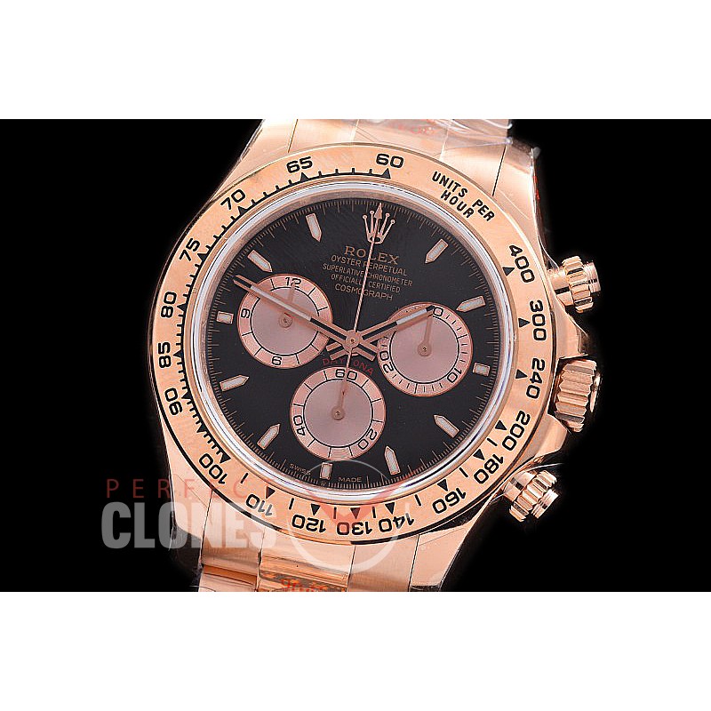 0 0 0 RLDFR-126505-102 QF 904L Steel Daytona 126505 RG/RG Black Sticks 4131 Superclone - 72 Hours Power Reserve Movement
