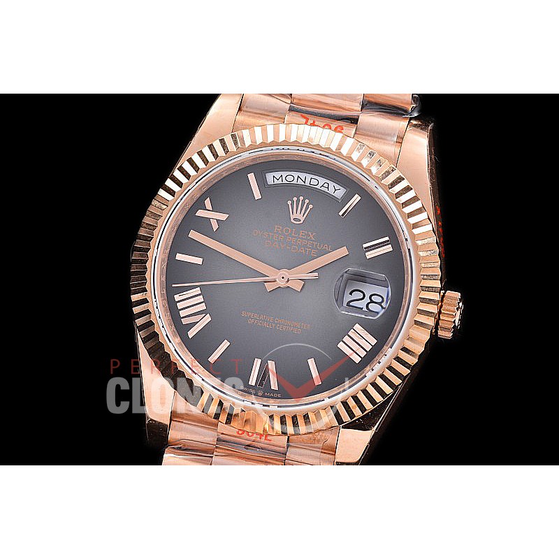 0.0 0 0 0 R40DDR00329 BPF Extra Weighted Daydate 40mm 228235 904 Steel RG/RG Fluted Bez Slate Ombre Roman A-2836