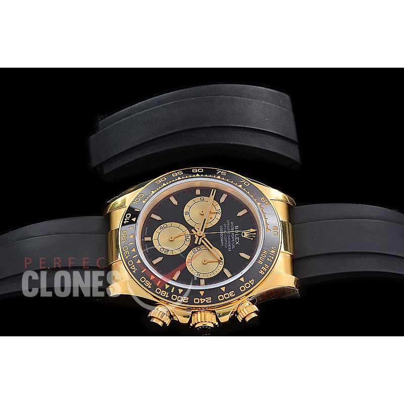 0 0 0 RLDF-126518-108R QF 904L Steel Daytona 126518LN YG/CER/RU Black Sticks 4131 Superclone - 72 Hours Power Reserve Movement 