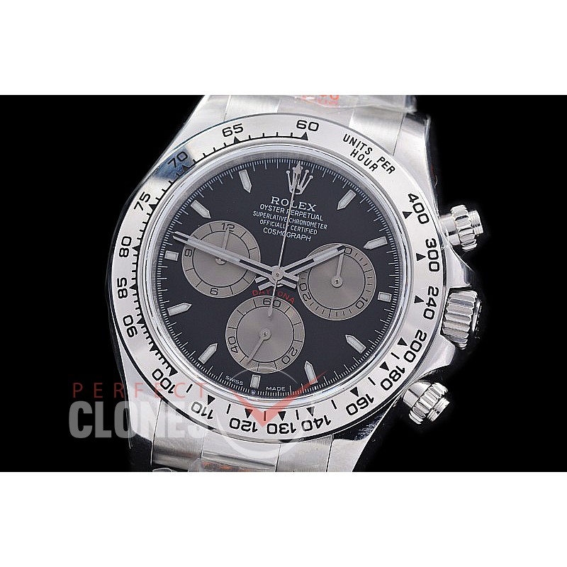  RLDS-126509-152 QF 904L Steel Daytona 126519 SS/SS Black Sticks 4131 Superclone - 72 Hours Power Reserve Movement 