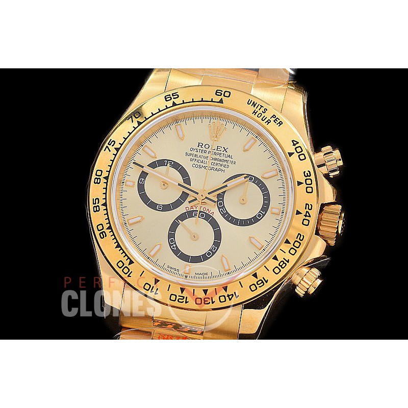 0 0 0 RLDF-126508-155 QF 904L Steel Daytona 126508 YG/YG Gold Sticks 4131 Superclone - 72 Hours Power Reserve Movement 