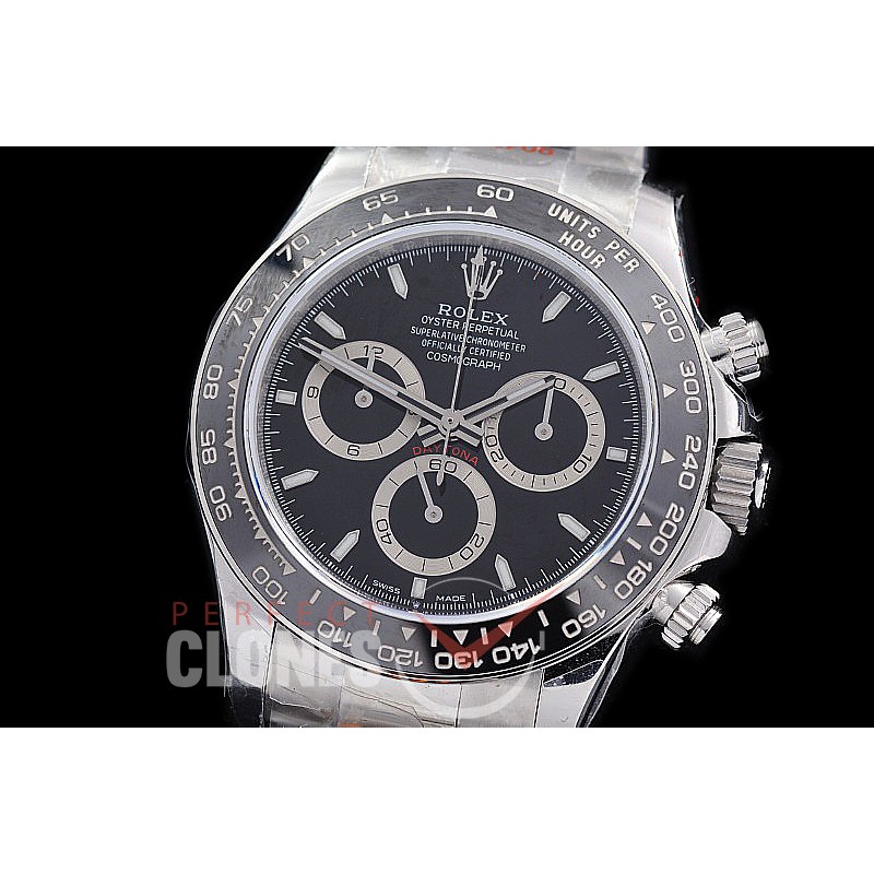 0 0 0 0 RLDS-126500-112 QF 904L Steel Daytona 126500LN SS/SS Black Sticks 4131 Superclone - 72 Hours Power Reserve Movement 