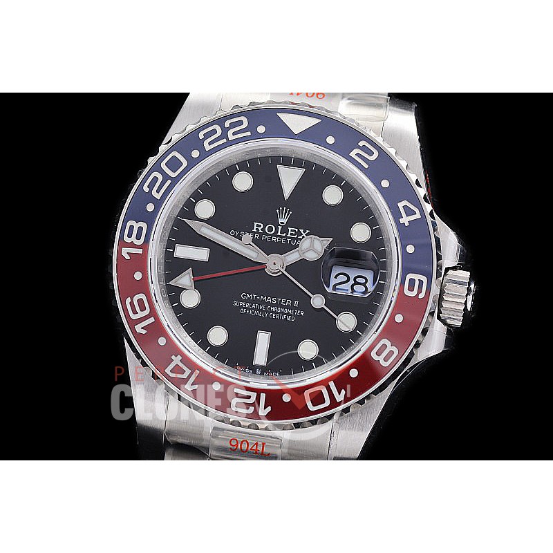 0 0 0 0 0 RLGS00923 GMF V6 904L Steel GMT 126710BLRO Pepsi SS/SS/Oyster Black VR 3285 CHS