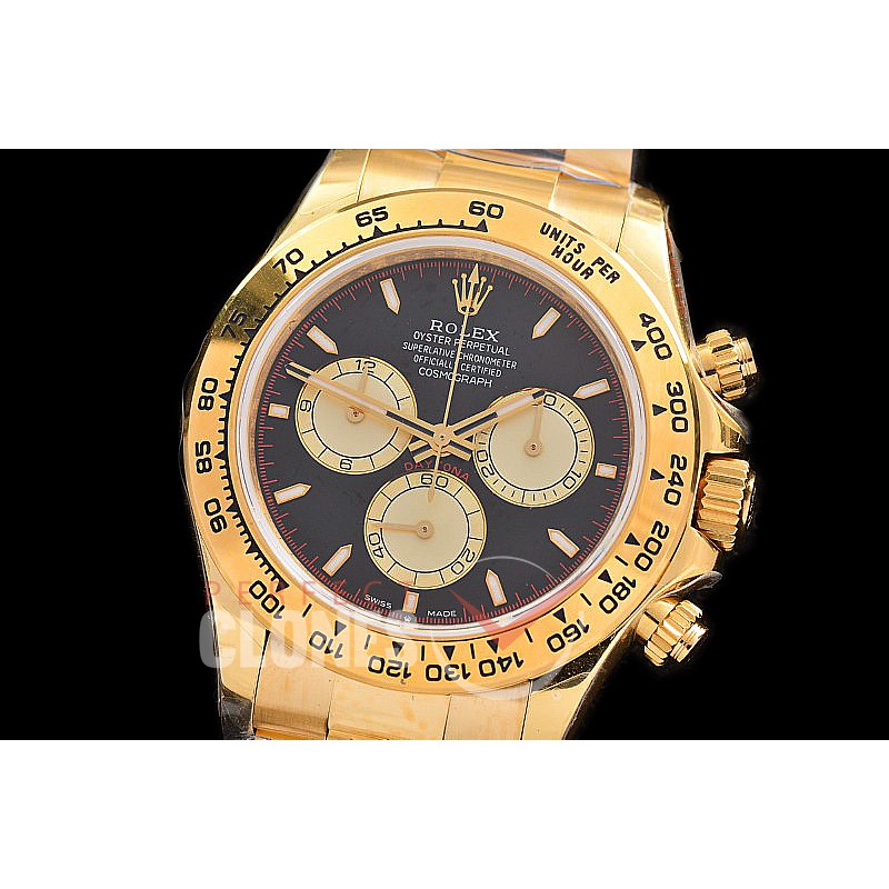 0 0 0 RLDF-126508-158W QF 904L Steel Daytona 126508 YG/YG Black Sticks 4131 Superclone - 72 Hours Power Reserve Movement / Extra Weighted