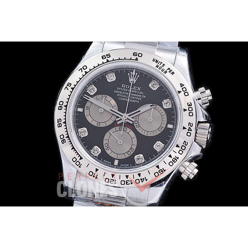 0 0 0 0 RLDS-126509-162W QF 904L Steel Daytona 126506 SS/SS Black Diamonds 4131 Superclone - 72 Hours Power Reserve Movement / Extra Weighted