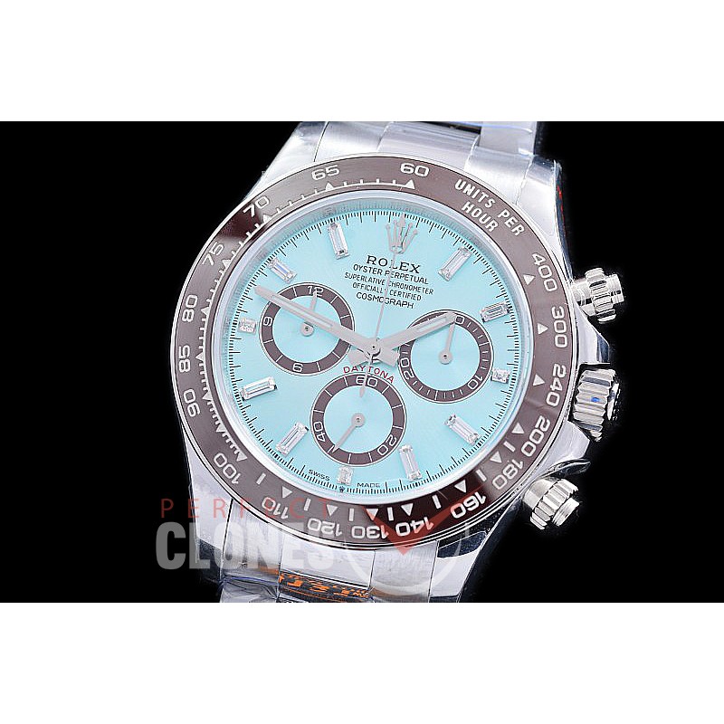 0 0 0 0 RLDS-126506-102W QF 904L Steel Daytona 126506 SS/SS Ice Blue Baguet Sticks 4131 Superclone - 72 Hours Power Reserve Movement / Extra Weighted