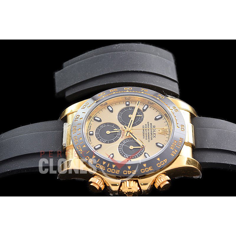 0 0 0 RLDF-4130-965R ZF 904L Steel Daytona 116518LN YG/CER/RU Gold Sticks 4130 Superclone - 72 Hours Power Reserve Movement