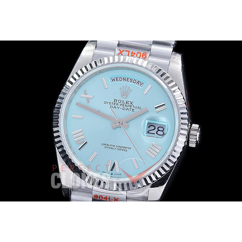 0.0 0 0 0 R40DDS00329S BPF Extra Weighted Daydate 40mm 228239 904 Steel SS/SS Fluted Bez Ice Blue Roman SH 3255