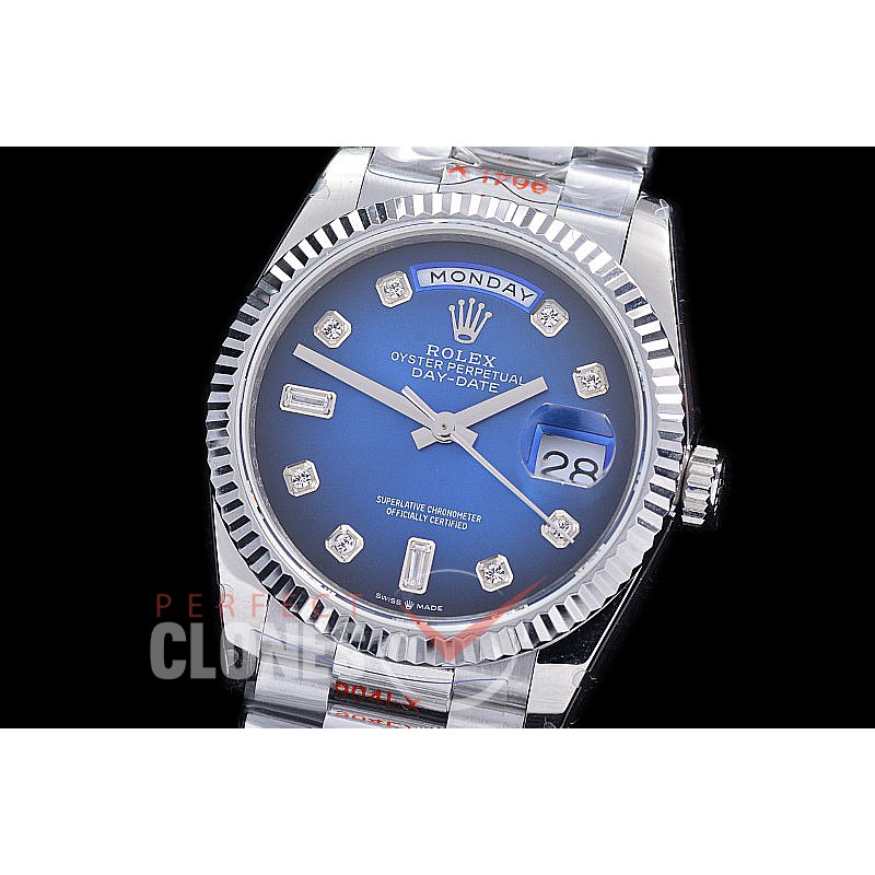 0.0 0 0 0 R40DDS00317S BPF Extra Weighted Daydate 40mm 228239 904 Steel SS/SS Fluted Bez Blue Ombre Diamonds SH 3255