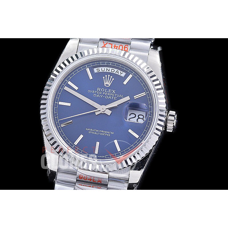 0.0 0 0 0 0 0 R36DDS00303S BPF Extra Weighted Daydate 40mm 128239 904 Steel SS/SS Fluted Bez Blue Sticks SH 3255