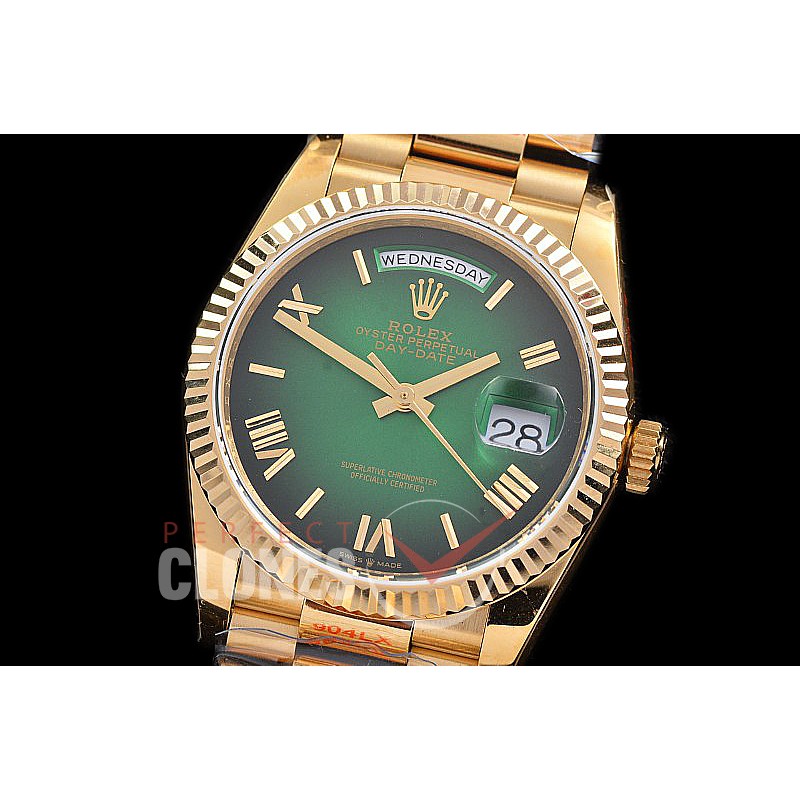0.0 0 0 0 0 0 R36DDF00327S BPF Extra Weighted Daydate 40mm 128238 904 Steel YG/YG Fluted Bez Green Ombre Roman SH 3255