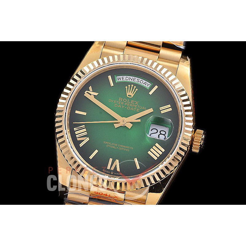0.0 0 0 0 0 0 R36DDF00327 BPF Extra Weighted Daydate 40mm 128238 904 Steel YG/YG Fluted Bez Green Ombre Roman A-2836