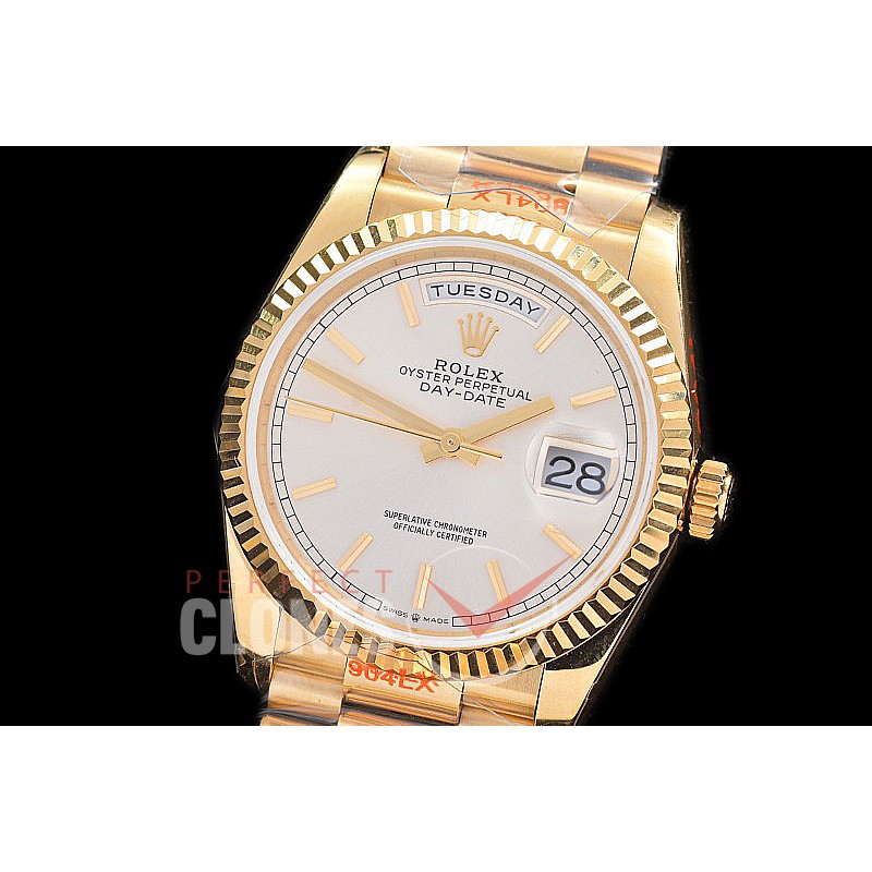 0.0 0 0 0 0 0 R36DDF00301S BPF Extra Weighted Daydate 40mm 128238 904 Steel YG/YG Fluted Bez Silver Sticks SH 3255