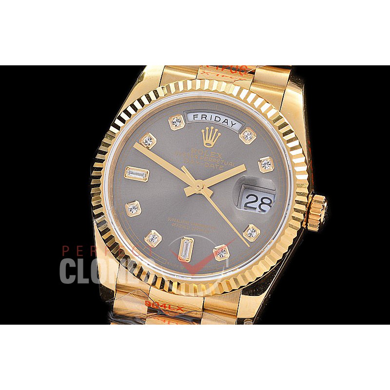 0.0 0 0 0 0 0 R36DDF00312S BPF Extra Weighted Daydate 40mm 128238 904 Steel YG/YG Fluted Bez Grey Diamonds SH 3255