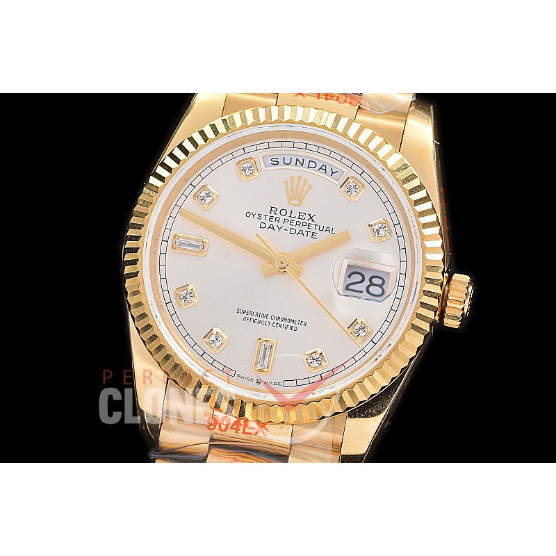 0.0 0 0 0 0 0 R36DDF00311S BPF Extra Weighted Daydate 40mm 128238 904 Steel YG/YG Fluted Bez Silver Diamonds SH 3255