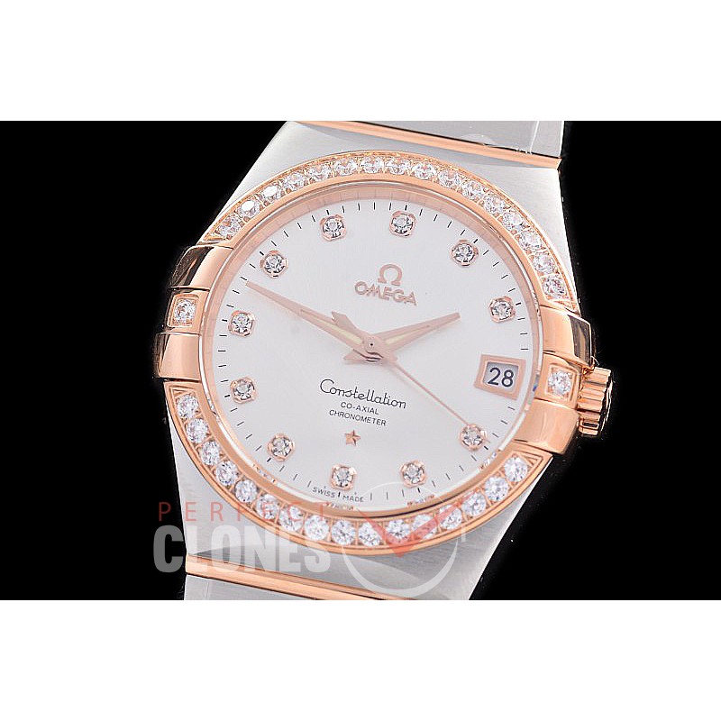 0 0 0 0 OMCON-39-171D M+S-F Constellation Co Axial RG/Diam/RG Silver Diamonds Calibre 8500 Superclone
