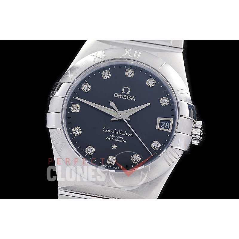 0 0 0 0 OMCON-39-112 M+S-F Constellation Co Axial SS/SS Silver Diamond Calibre 8500 Superclone