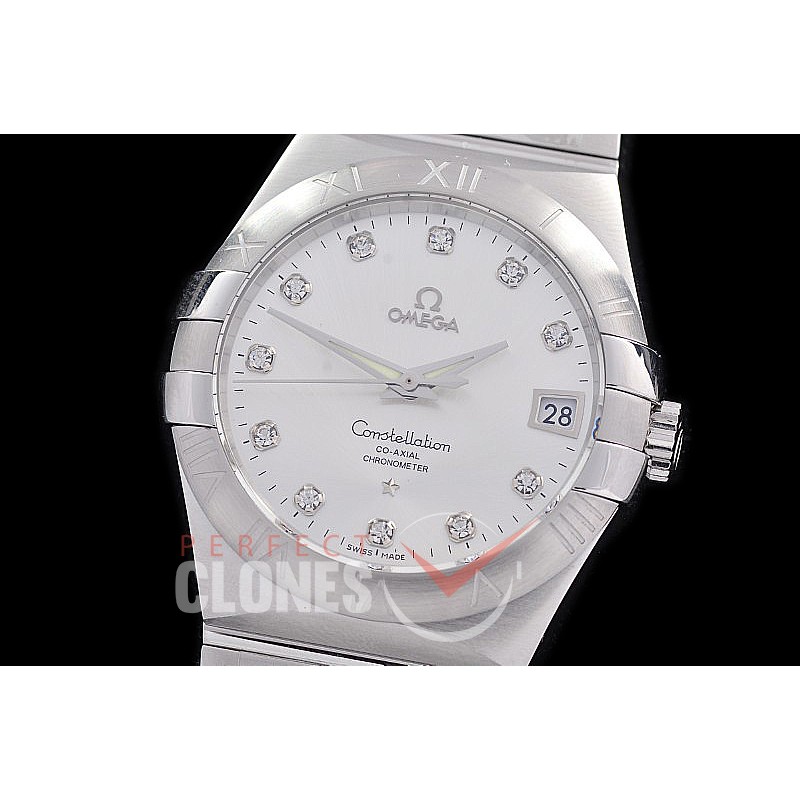 0 0 0 0 OMCON-39-111 M+S-F Constellation Co Axial SS/SS Silver Diamond Calibre 8500 Superclone