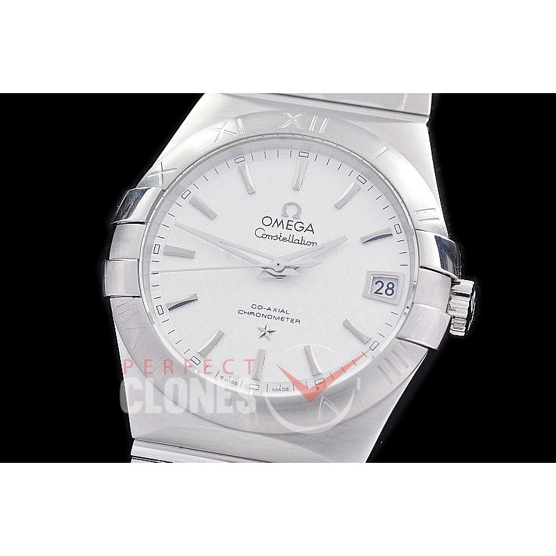 0 0 0 0 OMCON-39-106 M+S-F Constellation Co Axial SS/SS White Texturized Sticks Calibre 8500 Superclone