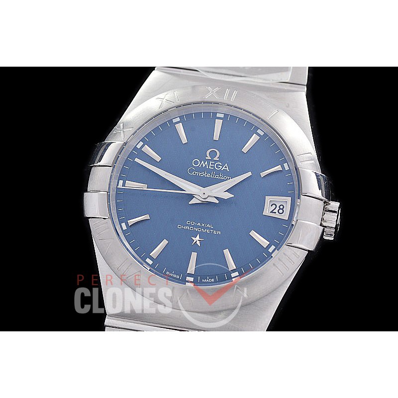 0 0 0 0 OMCON-39-109 M+S-F Constellation Co Axial SS/SS Blue Texturized Sticks Calibre 8500 Superclone